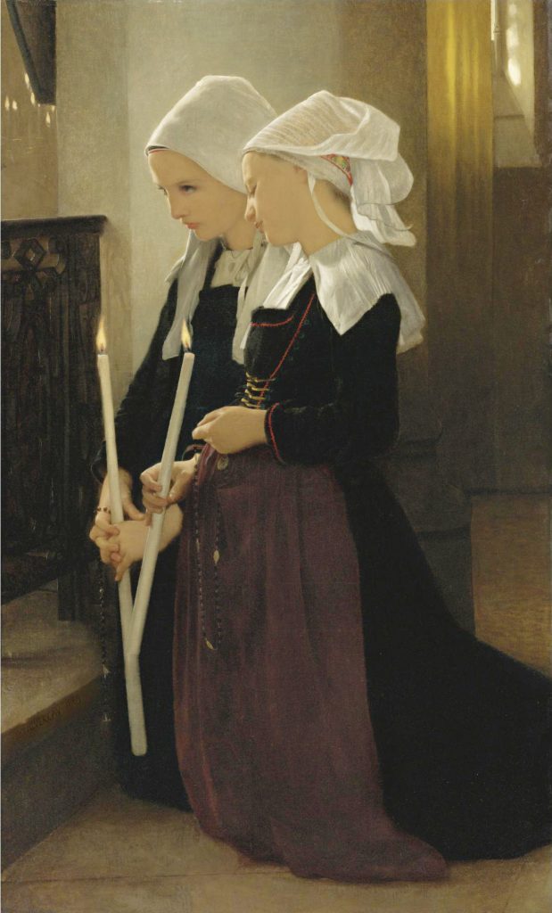 La modestie parfaite de deux jeunes Bretonnnes priant le rosaire il y a 150 ans.